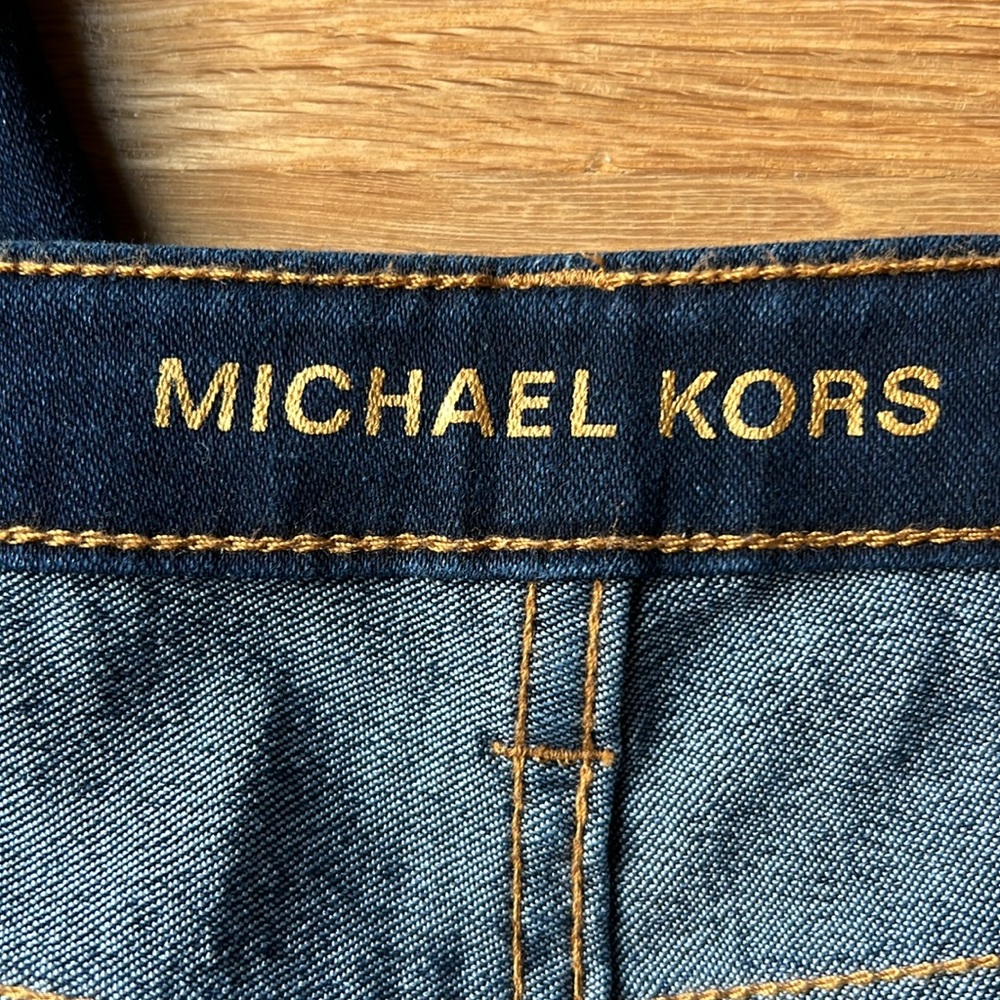 Michael Kors Cropped Dark Jeans, Gold Stitching, Stretch, size 10 - Picture 2 of 6